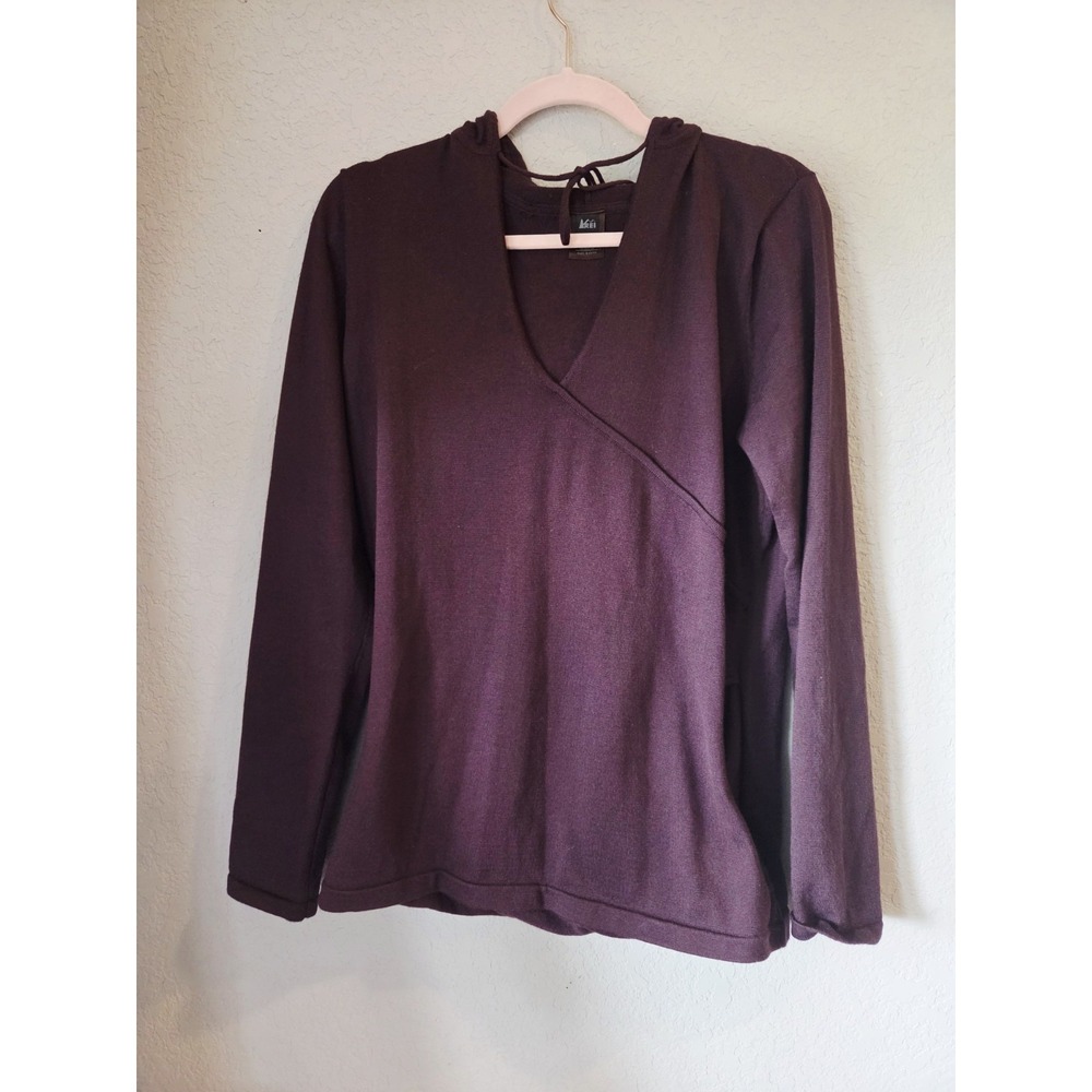 REI Top Womens Size Large Purple Long Sleeve Henley Pull Over Thermal Adult